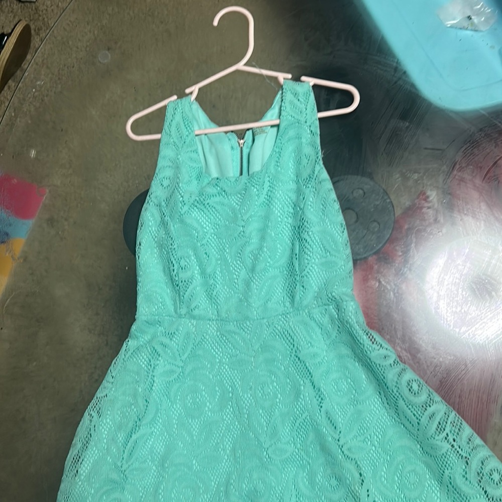 kids M teal lace cute dress.